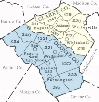 Map of Clarke and Oconee Militia Districts (Georgia)